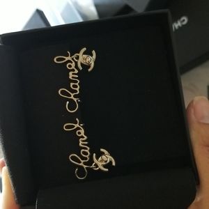 CHANEL Metal Logo CC Turnlock Clip On Earrings Gold